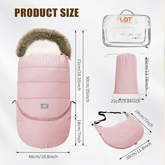 LAT Baby Warm Bunting Bag Universal,Extended and Removable,Stroller Sleeping Bag Cold Weather,Waterproof Toddler Footmuff