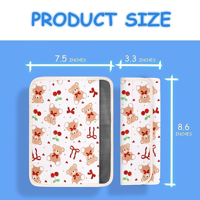 YR Seat Belt Cover for Kids, Soft Comfort Seat Belt Cushion for Children, Cute Cartoon Pattern Car Seat Belt Pads Cover for Girls and Boys, 1 Pack (Cute Bear)