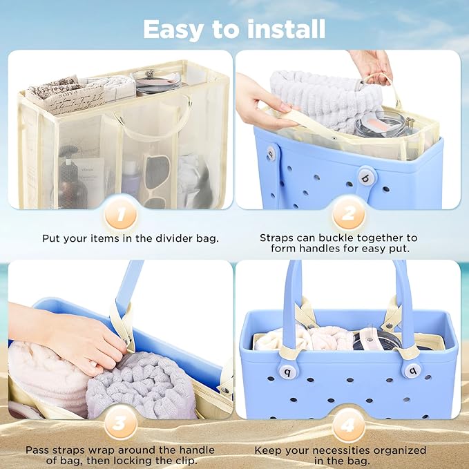 OUTXE Beach Bag Organizer Compatible with Baby Bogg Bag Accessories Inserts, Lightweight Mesh Insert Divider Pouch for Small Bogg Bags, Beach Tote Bags Insert for Organizing