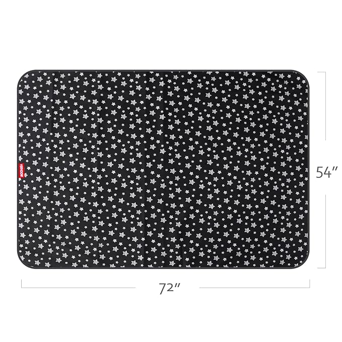 Large Splat Mat 54”x 72”Extra Large Waterproof Floor Mat with Non Slip Bottom, Baby Art Mat for Craft/Playtime/Mealtime on Table, Washable Portable Picnic Mat - Black Star, 4.5ft x 6ft