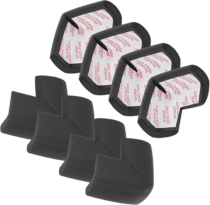 MECCANIXITY 8 Pack Soft Corner Protector, Rubber Foam Furniture Proofing Corner Guards Edge for Fireplace Table Stair, Black