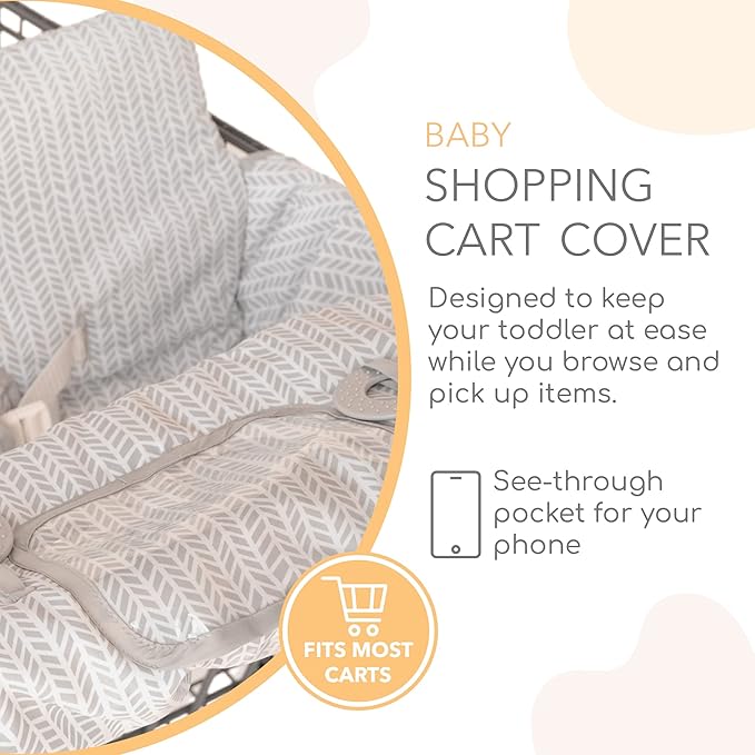 Binxy Baby 2-in-1 Cushy High Chair Cover and Shopping Cart Cover for Baby, Comfortable Cover for Grocery Cart, Universal Fit Cart Cover for Babies, Includes Storage Pouch - Little Arrows