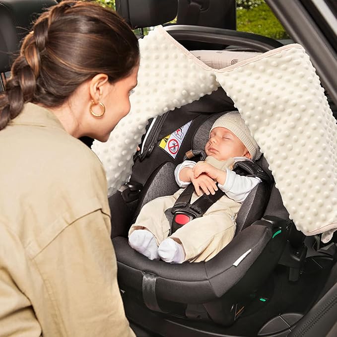 2-in-1 Baby Car Seat Cover, Baby Car Seat Canopy, Mom Nursing Cover，Easy to Install Shield，Multi-Purpose | Winter Warm & Summer Shade Use (Brown)