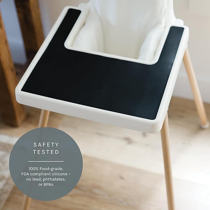 Yeah Baby Goods Placemats Compatible with IKEA Antilop High Chair (Cinder Black) - Slip-Resistant & Food-Grade Silicone High Chair Mat - Easy Clean HighChair Accessory