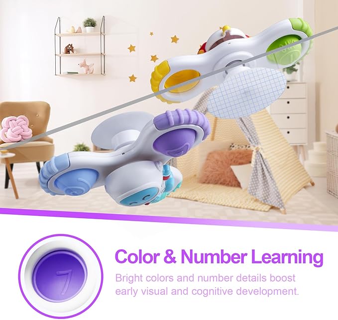 Baby Suction Cup Spinner Travel Toys for Kids Ages 1-3, Fidget Spinner Toys for 1 Year Old Boy Girl 12 Months, Sensory Bath Toy for Toddlers Infants Birthday