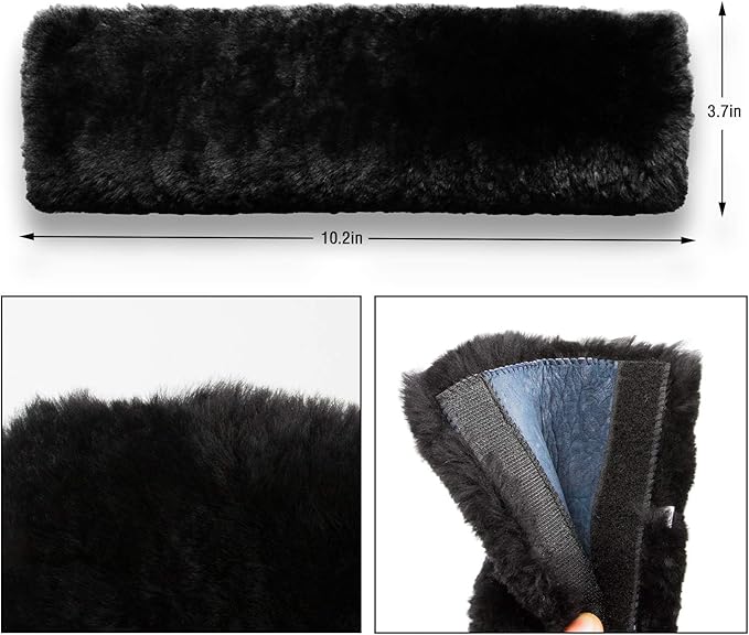 Soft Genuine Sheepskin Wool Auto Seat Belt Cover Seatbelt Shoulder Pad for a More Comfortable Driving, Compatible with All Cars(Brown)