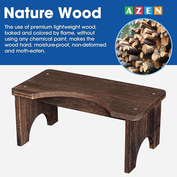 AZEN Wood Toilet Stool Squat Adult, Poop Stool for Bathroom Adults, Portable Toilet Potty Stools for Adults, 7 Inch Height