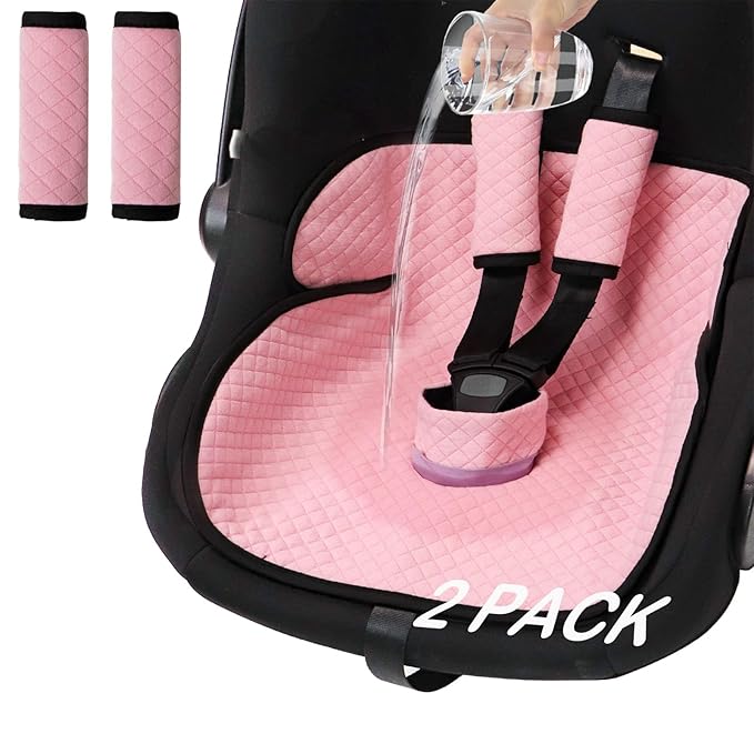 TinlyFinly 2 Pack Baby Potty Training Car Seat Protector, Waterproof Car Seat Liner for Potty Training Toilet, Baby Infant Toddler Piddle Pad Fits for Carseat, Stroller, Highchair - 2 Pack, Pink