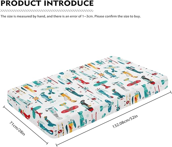 Airplane Fitted Crib Sheet for Boys Girls Cute Airplanes Baby Sheet for Standard Crib and Toddler Colorful Stars Clouds Nursery Bed Mattress Sheets 28"x52"