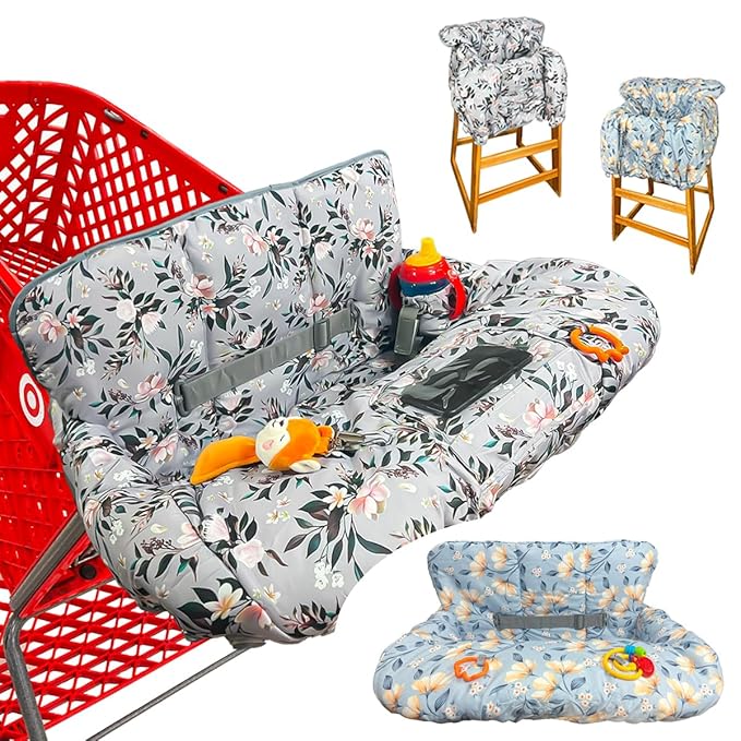 Shopping Cart Cover for Baby and Toddler, Waterproof Grocery Cart and High Chair Cover, Soft Padded Cart Cover for Babies, Universal Fit for Costco, Target and Restaurant High Chairs