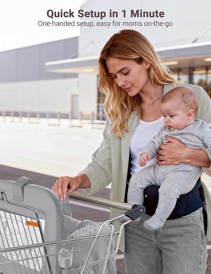 Shopping Cart Cover for Baby Girl and Boy, High Chair Cover for Restaurant, Padded Grocery Cart Seat Cover & Swing Insert for Infant & Toddler, Durable Machine Washable (Dark Grey)