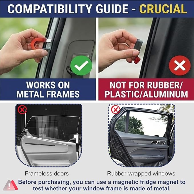 XCBYT Magnetic Car Window Shades for Rear Side Windows, 2 Pack Reflective Silver & Black Privacy Sun Shades, Universal Heat Blocking Car Curtains for Travel, Camping & Back Seat Comfort