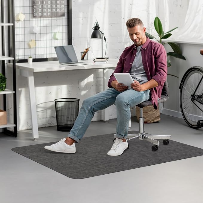 Blvornl Office Chair Mat for Hardwood Floor, 35.4"x 55" Desk Chair Mat for Hard Wood and Tile Floor, Large Anti-Slip Hard Floor Protector Rolling Chair Pad, PVC Desk Rug, Black