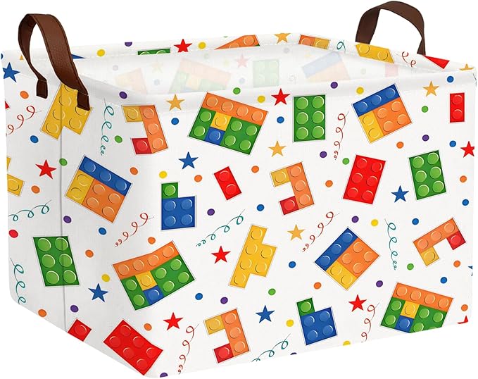 ASKETAM Kid Cute Nursery Storage Basket Baby Toy Clothes Storage Bin Playroom Bedroom Decor Basket(Building Blocks)