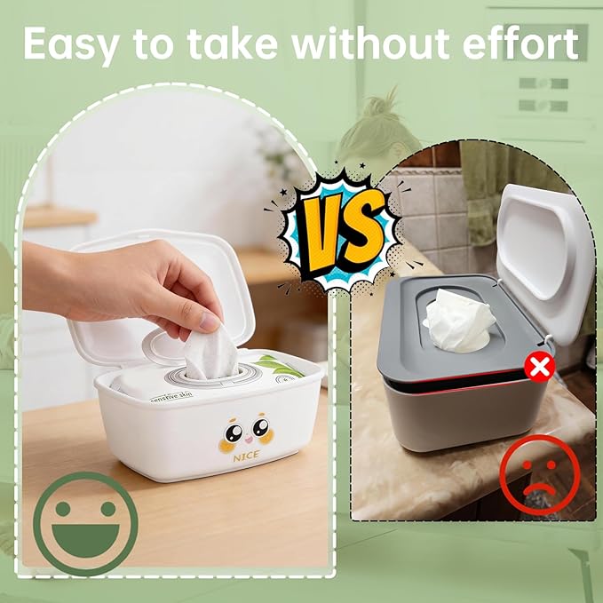 Baby Wipes Dispenser Compatible with Huggies Wipes Natural Care, Wipe Holder Wet Wipes Dispenser, Refillable Wipes Container Fit for Huggies Baby Wipes and WaterWipes for Outdoor Travel Daily Use