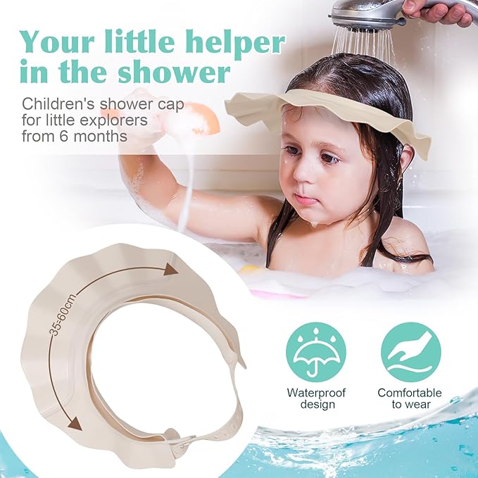 Baby Shower Cap Hat Soft Adjustable Bath Head Cap Visor for Washing Hair Safe Shampoo Shower Bathing Protection Head Eye Ear,Shampoo Caps for Toddler,Baby,Kids,Children,Makes the Bath More Fun