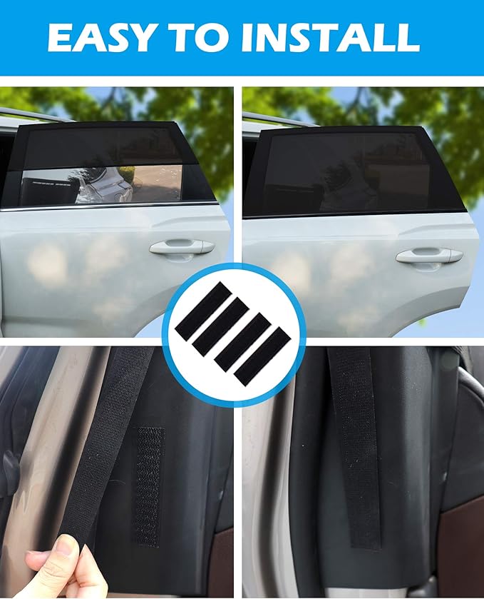 Tevlaphee Car Sunshade Kids, Universal Sun Visor Car Net Sunscreen Baby with Certified UV for Side Window Mesh Material Protects Passenger Baby, Children & Pets (XL)