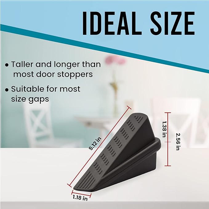 Door Wedge Stopper Door Stops for Floor-Door Stop Wedge Rubber Door Stop Pack of 6 Door Stopper Wedge(Black) Easy Solution for Hotel Home Office Residential Commercial Use