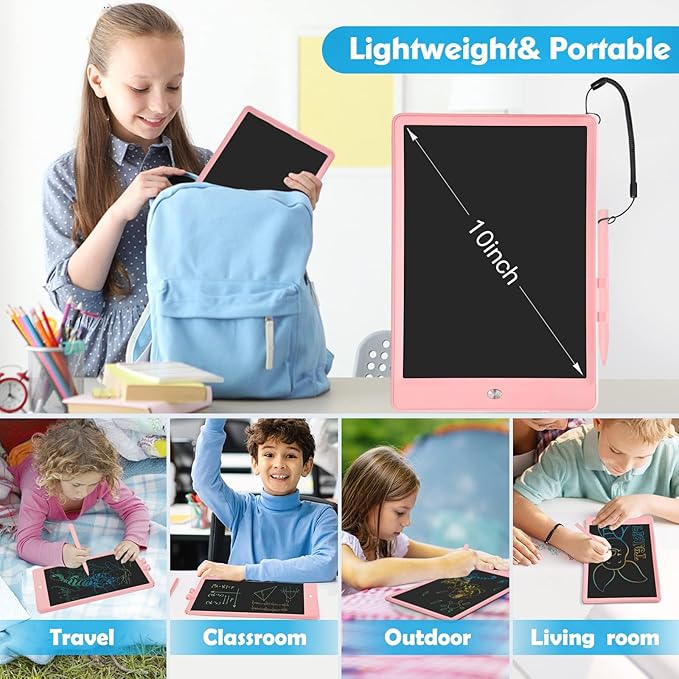 PYTTUR LCD Writing Tablet for Kids 10 Inch Colorful Toddler Doodle Board Drawing Tablet Reusable Electronic Drawing Pads Educational and Learning Toys for 3-8 Years Old Boy and Girls（Blue）