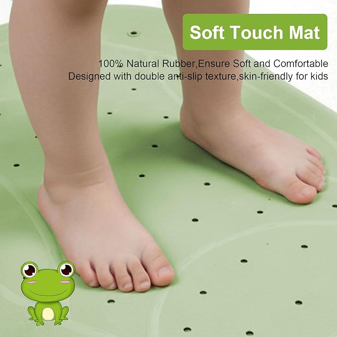 Bathtub Mat Non Slip for Baby Toddlers 30"x 18",Cute Bath Shower Mat with Frog Pattern for Tub,Washable Anti Slip Kids Bath Mat Shower Mats for Bathroom Kitchen Restroom,Pink