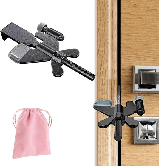 1 Pack Adjustable Portable Door Lock, Hotel Door Locks for Travelers, Prevent Unauthorized Entry, Door Stoppers Security for Travel Bedrooms Apartment Airbnb Dorm, with Silicone Caps