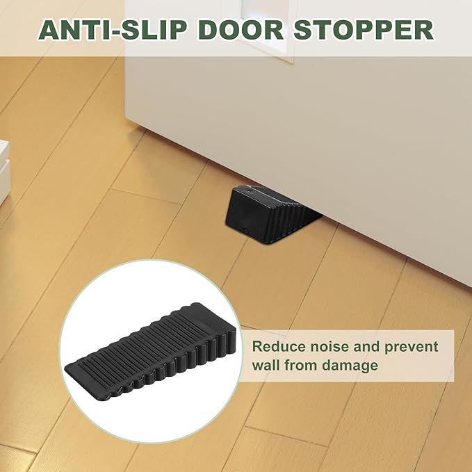 uxcell 6 Pcs Door Stoppers for Bottom of Door, 15mm/0.59 Inch Door Stops, Rubber Door Stopper Wedge Anti Slip, Window Stopper Door Stackable, Black