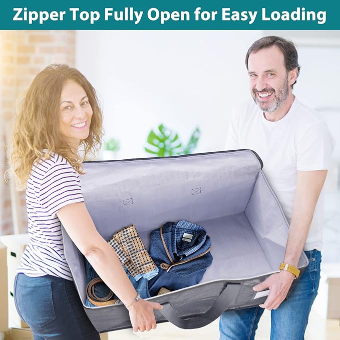 Moving Bags Heavy Duty with Strong Zippers and Handles Collapsible Moving Supplies, Storage Totes for Packing & Moving Storing 125L 8Pack