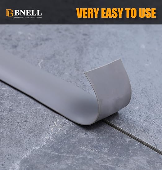 Bnell Floor Transition Strip Floor Cover Strips Self Adhesive Flooring Transitions Laminate Floor Strip Vinyl Floor Flat Divider Strip for for Joining Floor Gaps (10FT,1.57in, Grey)