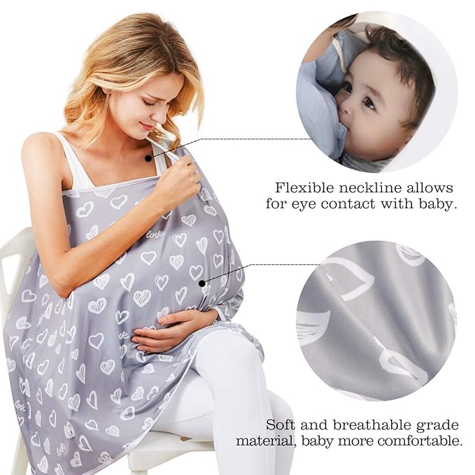 Kefee Kol Baby Nursing Cover & Poncho - Multi-Use Privacy Cover for Baby Car Seat, Shopping Cart, Stroller