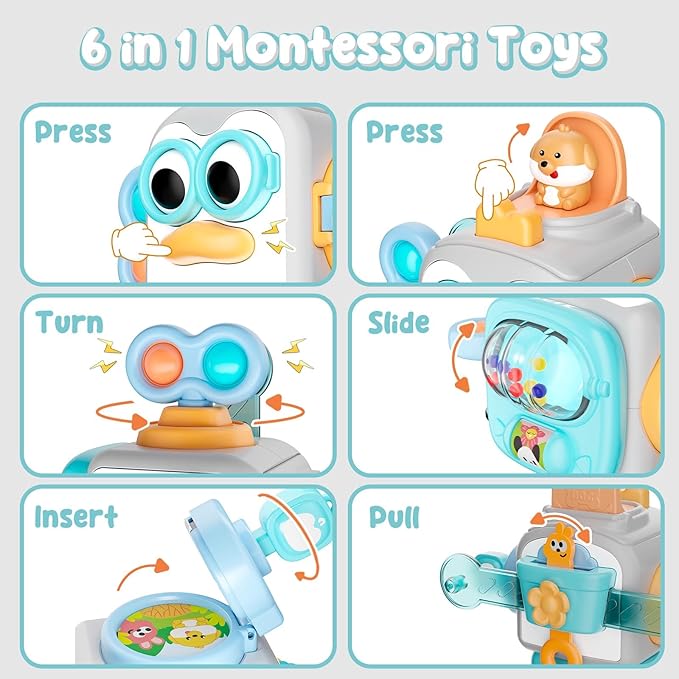 OSIMILY Montessori Toys for 1 Year Old,Sensory Toys for Toddlers 1-3,Baby Travel Activities Busy Board Cube,Fine Motor Skills Educational Toys,Birthday Gift for Kids Aged 6, 9, 10, 12, 18 Months