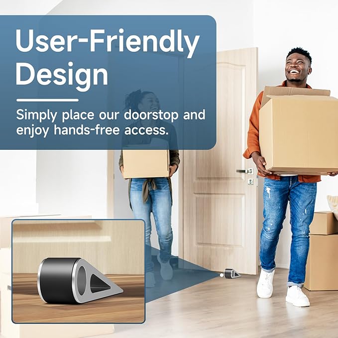 Heavy Duty Door Stopper for Bottom of Door, Aluminum & Rubber Door Stop Wedge- Keep Doors Open in Home, Apartment, Office, Hotel, 4.92L*1.02W*1.22H Inch, Silver