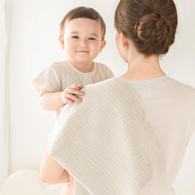 Susurration Burp Cloths Muslin 5 Pack Absorbent and Soft 100% Cotton Large Burping Cloths 23.6 * 23.6 inch, Baby Washcloths Newborn Essentials Registry-Green