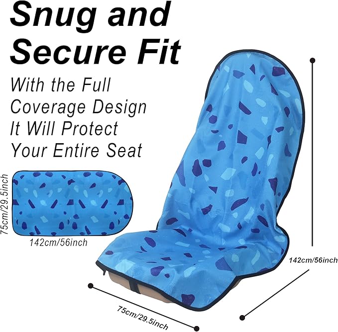 LoyaGour Car Seat Cover Protector Front Seats,for Gym Workout,Running,Swimming,Beach and Hiking,Waterproof Sweat Towel Bucket Seat Covers for Cars SUV Trucks (Blue Marbling, 2Pcs)
