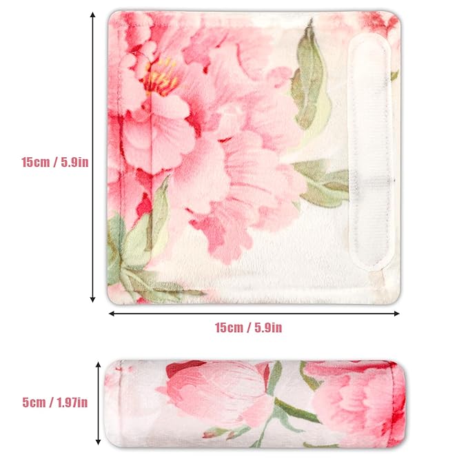 Car Seat Strap Pads for Baby Kids, HNHUAMING Ultra Soft Carseat Straps Shoulder Covers, 2 Pack Infant Seat Belt Cover Pad for Baby Car Seats/Strollers/High Chair/Pushchair, Pink Floral