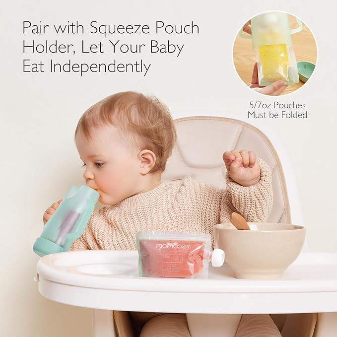 Momcozy Reusable Baby Food Pouches for Toddlers,BPA Free Plastic,Food Safe,Freezer Safe,Refillable for Applesauce Yogurt & Puree Squeeze Pouch,10 packs,3.4-4oz