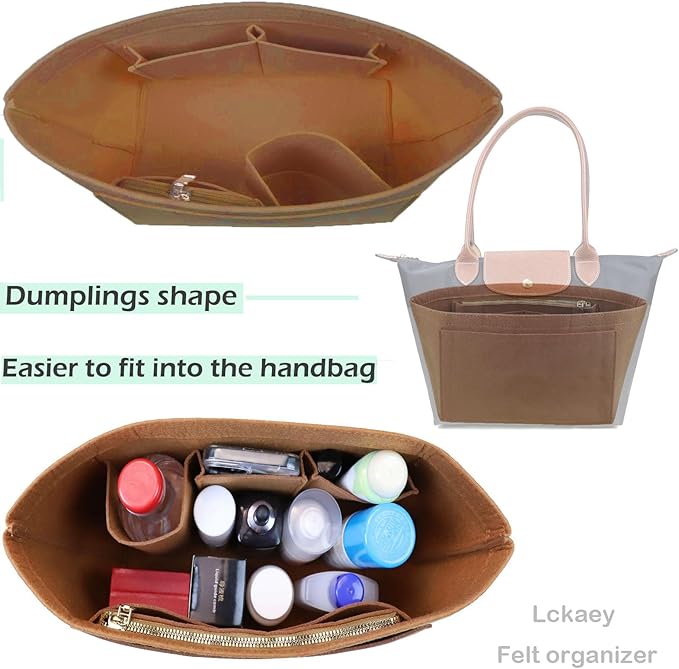 Lckaey bag Organizer Insert for Longchamp Pliage Neo Handbags Insert Organizer 1012camel-M