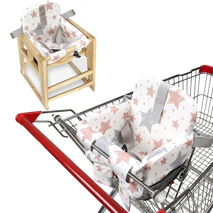 Padded Shopping Cart Cover for Baby Boy & Girl, High Chair Cover for Restaurant Seat, Machine Washable Infant Toddler Buggy Seat Cover (Star)