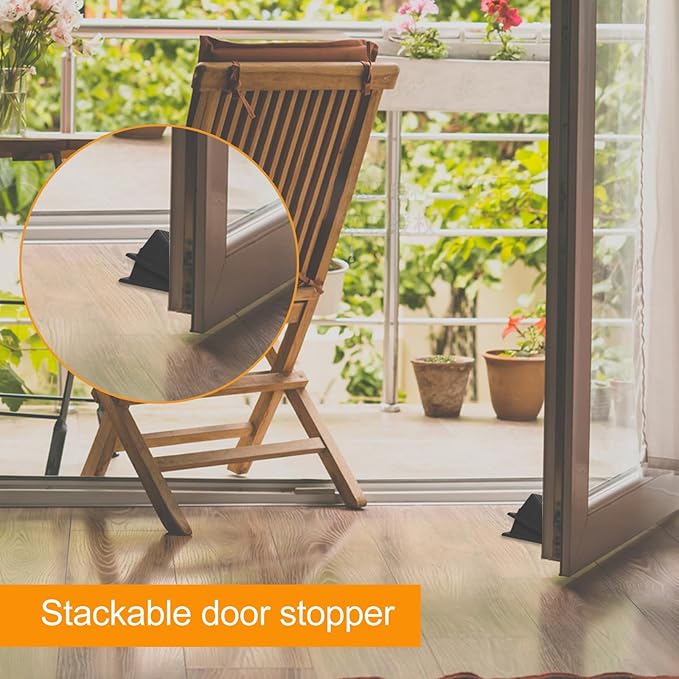 5 Pcs Jumbo Door Stoppers for Floor Rubber Door Stop Wedge Floor Sturdy Stackable Door Stop Large Door Wedge for Hotel Carpet Door Hardwood Concrete and Tile (Black)