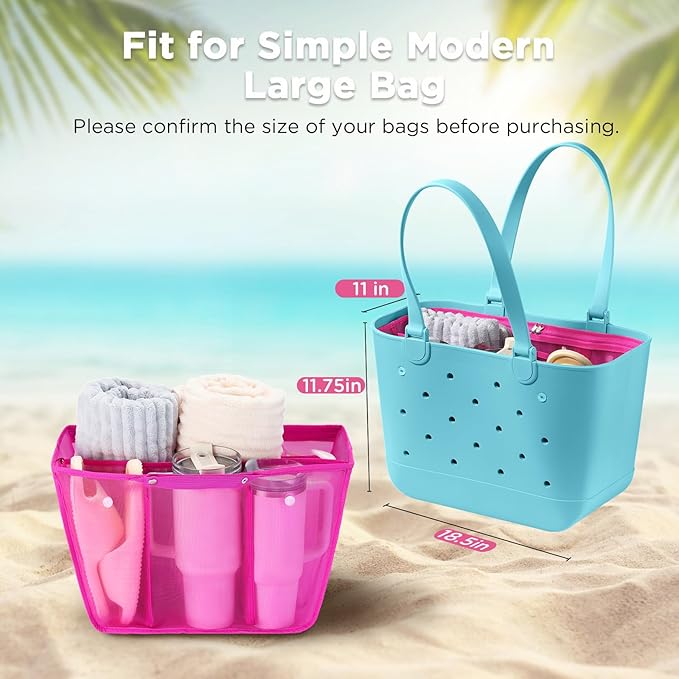 OUTXE Beach Bag Organizer Inserts Compatible with Large Simple Modern Bag Accessories, Lightweight Mesh Insert Divider Pouch for L Simple Modern Bag, Fits Travel, Pool, Boat, Sports