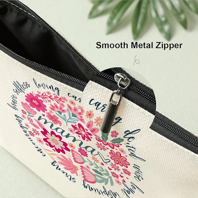 Mama Makeup Bag，Mothers Day Christmas Retirement Appreciation Birthday Gifts for Mom Mama Mother Mommy Cosmetic Bags,Boho Abstract Floral Zipper Pouch Travel Toiletry Bag Accessories Organizer