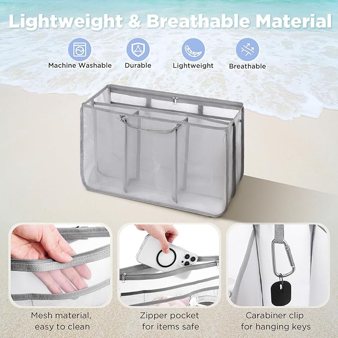 OUTXE Beach Bag Organizer Compatible with Baby Bogg Bag Accessories Inserts, Lightweight Mesh Insert Divider Pouch for Small Bogg Bags, Beach Tote Bags Insert for Organizing
