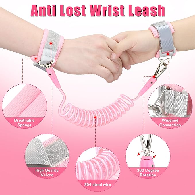 Toddler Leash Anti Lost Wrist Link, Butterfly Kids Safety Harness with 49 Steel Wires for Girls, Walking Wristband Belt for Baby Travel Outdoor Airport Mall Zoo