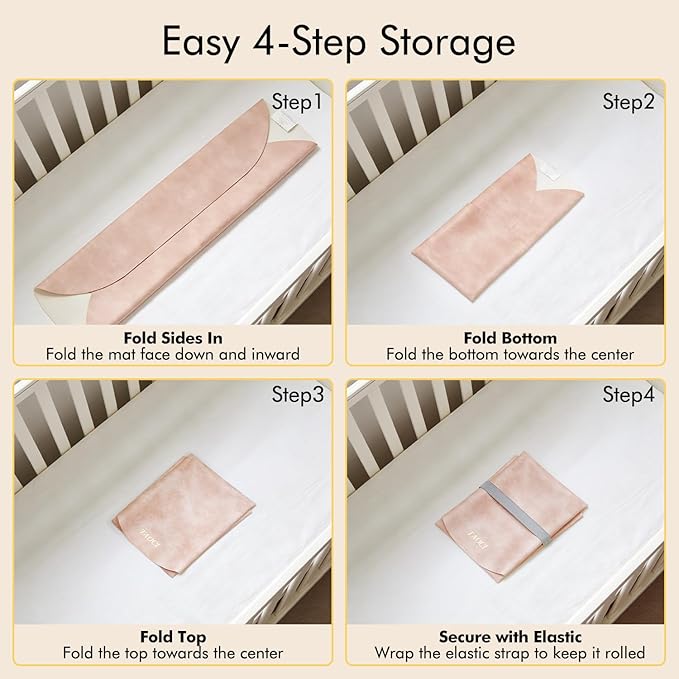 Diaper Changing Pad, Wipeable Portable Changing Pad, Baby Change Mat, Waterproof Vegan Leather Changing Pads for Home & Travel, Pink, 27.5 x 15.7 ''