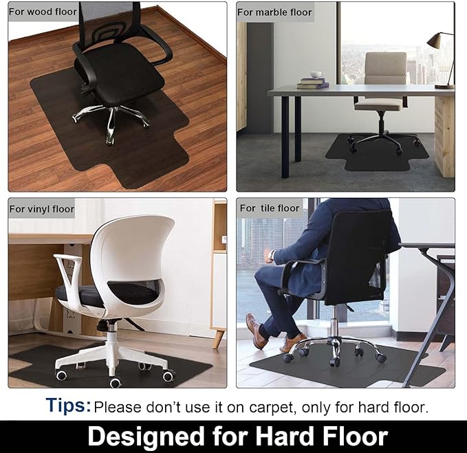 AiBOB Office Chair Mat for Hardwood Floor, 36 X 48 inches, Hard Floor Chair Mats Under Computer Desk, Easy Glide for Rolling Chairs, No Curling