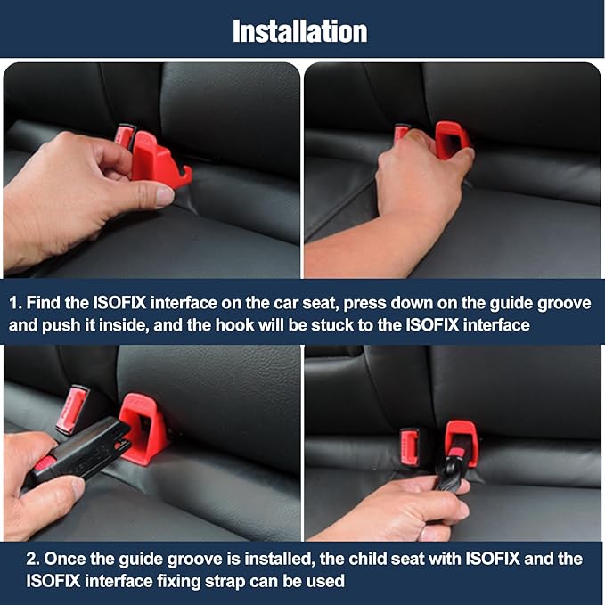 ISOFIX Interface Belt Latch Guide, 4Pcs Red Car Seat ISOFIX Interface Buckle Fixed Guide Groove Car Seat Bracket Connector (4Pcs Red)