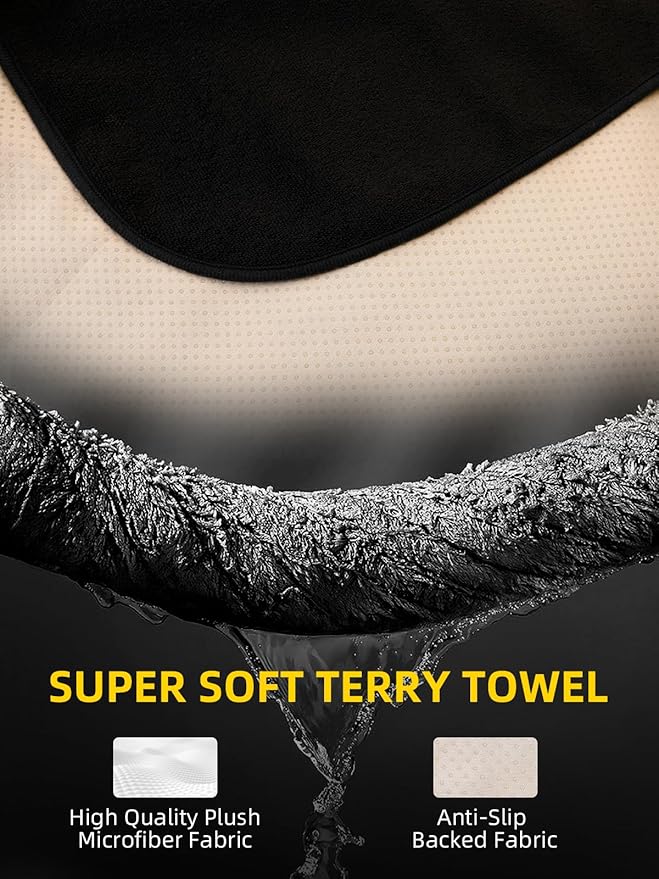 ZIMABLUE Terry Cloth Back Seat Cover Black Universal Waterproof Car Sport Towel Seat Cushion Sweat-Absorbent Towel Cloth Suitable for All Seasons Waterproof Beach Seat Cover Washable
