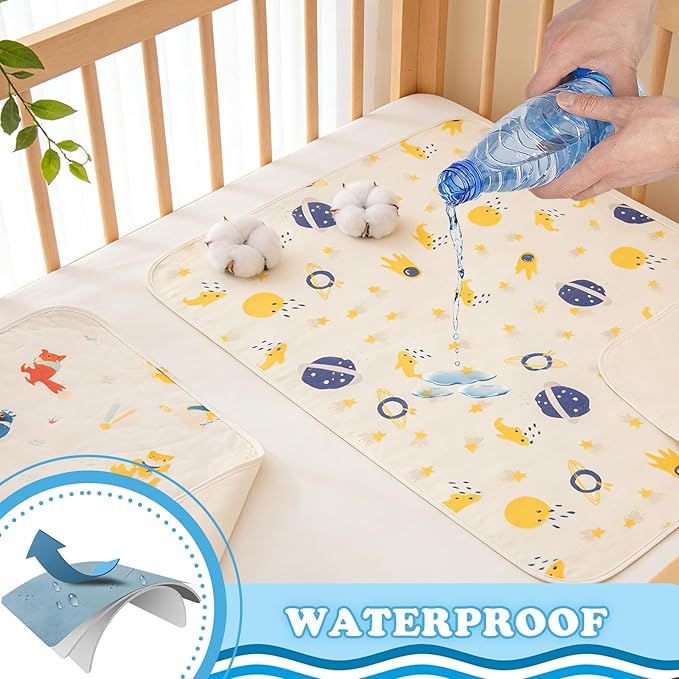 Catteyonce Baby Portable Diaper Changing Pad,Waterproof Changing Mat,Soft Comfortable,Foldable Travel Pad,Toddler Essentials Must Haves,Newborn Shower Gifts(2 Pcs-27"x35"-Astronaut & Fox Banana)