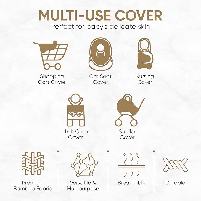 MOZAH Baby Multi-Use Cover: 9-in-1 Baby Carseat Cover, Nursing Cover, Stroller Cover & More. Breast Feeding Essentials and Baby Registry Favorite (Belgian Grey)
