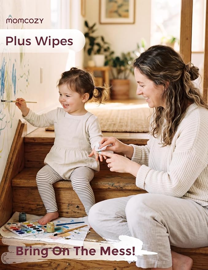 Momcozy Baby Wipes-Extra Large Size Design, 99% Water Based, Unscented & Hypoallergenic, Cleansing & Moisturizing Baby Wipes for Sensitive Skin, 240 Count (4 packs)