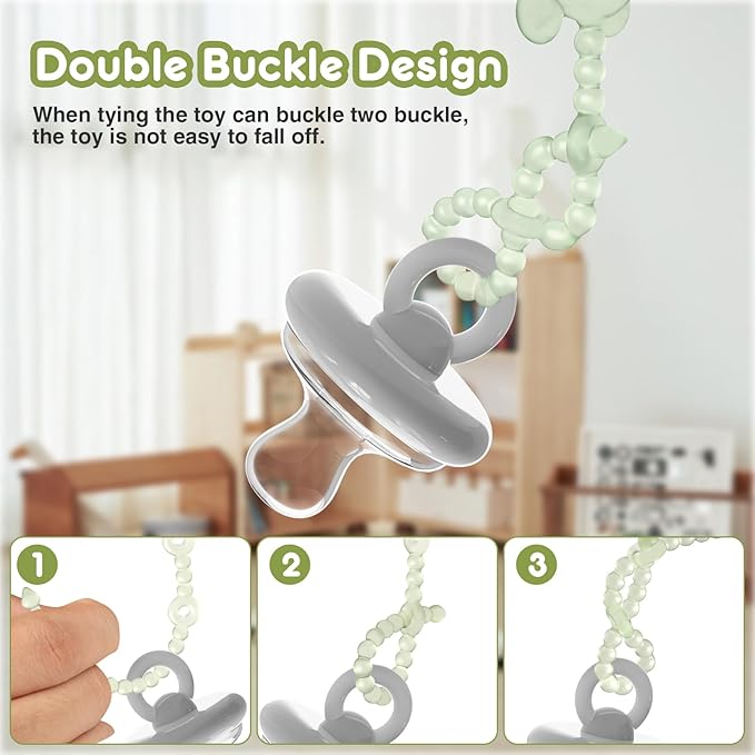 Toy Straps for Baby, 6pcs Adjustable Toy Holder for Stroller Accessories, Silicone Baby Tether Pacifier Clip, No Throw Baby Travel Essential Leash for High Chair, Car Seat, Baby Toy Clips,Cribs